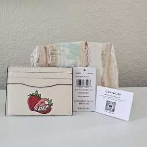 NWT Coach Strawberry Graphic Refined Pebbled Leather